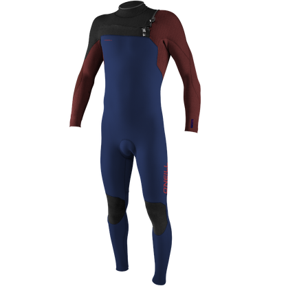 O'Neill Hyperfreak 4/3mm Youth Chest Zip Wetsuit - Navy/Blood Shot/Black - Front
