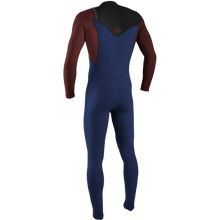 O'Neill Hyperfreak 4/3mm Youth Chest Zip Wetsuit 2022 - Navy/Blood Shot/Black - Back