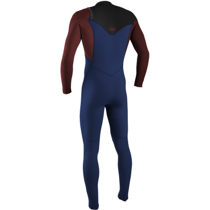 O'Neill Hyperfreak 4/3mm Youth Chest Zip Wetsuit 2022 - Navy/Blood Shot/Black - Back
