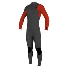 O'Neill Hyperfreak 4/3mm Youth Chest Zip Wetsuit - Raven/Fire Red - Front
