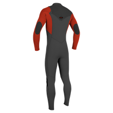O'Neill Hyperfreak 4/3mm Youth Chest Zip Wetsuit - Raven/Fire Red - Back