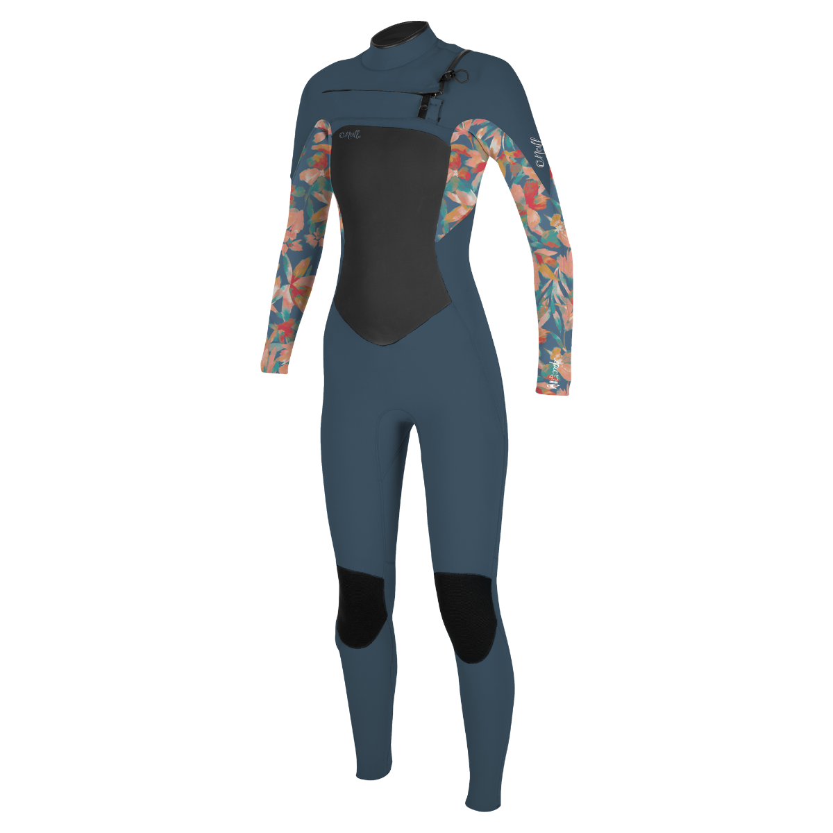 O'Neill Epic 4/3mm Girls Chest Zip Wetsuit - Copenblue / Painted Tropics