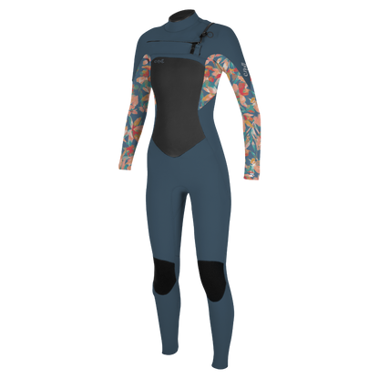 O'Neill Epic 4/3mm Girls Chest Zip Wetsuit - Copenblue / Painted Tropics