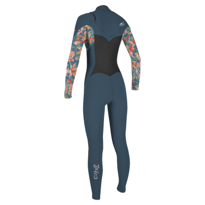O'Neill Epic 4/3mm Girls Chest Zip Wetsuit 2025 - Copenblue / Painted Tropics