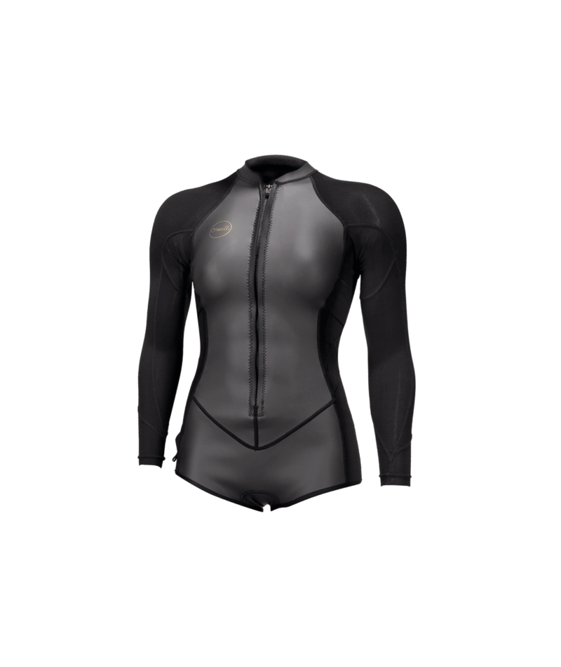 O'Neill Bahia 2/1mm Womens Front Zip Long Sleeve Spring Wetsuit - Glide-Black/Black/Black