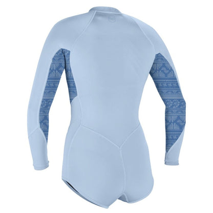 O'Neill Womens Bahia 2/1mm Front Zip L/S Shorty 2026 - Chambray Blue / Surf Abstract