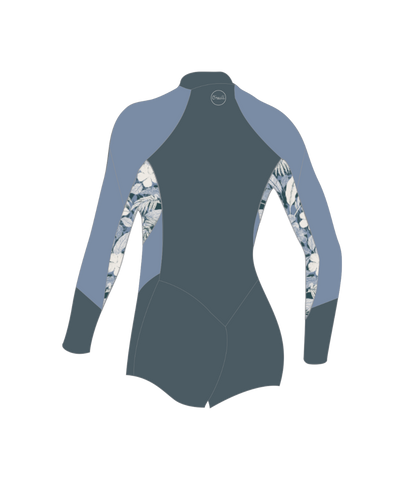 O'Neill Bahia 2/1mm Women's Front Zip Long Arm Shorty 2025 - Shade / Palmento Tropic / Faded Denim