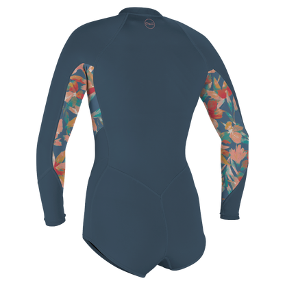 O'Neill Bahia 2/1mm Women's Front Zip Long Arm Shorty 2025 - Copenblu / Painted Tropics