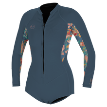 O'Neill Bahia 2/1mm Womens Front Zip Long Arm Shorty - Copenblu / Painted Tropics