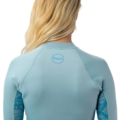 O'Neill Women's Bahia 2/1mm Front Zip L/S Shorty 2026 - Chambray Blue / Surf Abstract