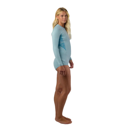 O'Neill Womens Bahia 2/1mm Front Zip L/S Shorty 2026 - Chambray Blue / Surf Abstract