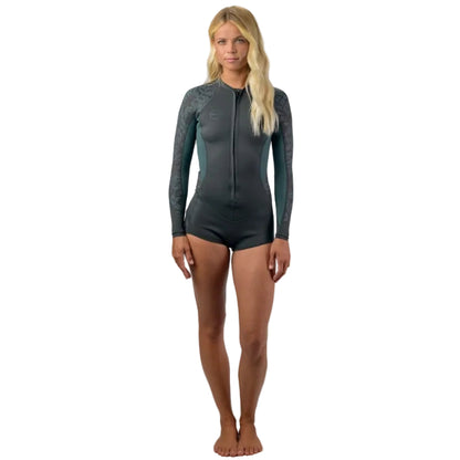O'Neill Womens Bahia 2/1mm Front Zip L/S Shorty 2026 - Tempered Steel / Shade / Shaded Island Sky
