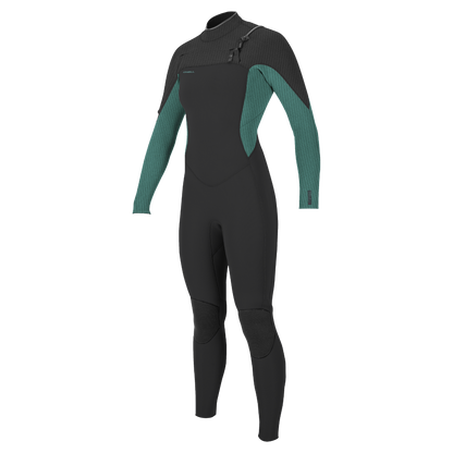O'Neill Hyperfreak 5/4mm Womens Chest Zip Winter Wetsuit - Raven/Bristol - Front
