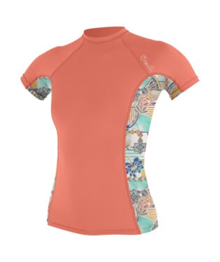 O'Neill Womens Side Print Short Sleeve Rash Guard in Nectar/Zephora