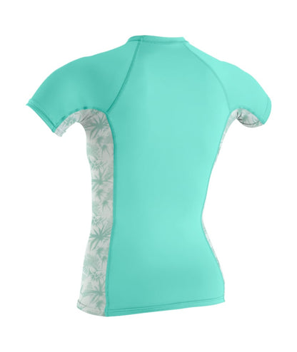 O'Neill Women's Side Print S/S Rash Guard - Opal/Mirage Tropical