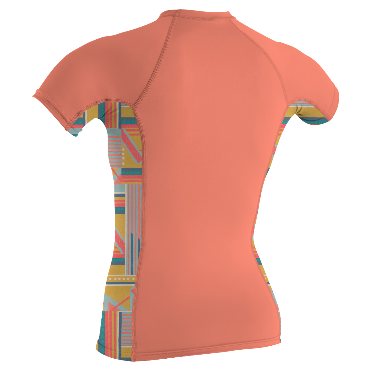 O'Neill Side Print Women's Short Sleeve Rash Guard - Burnt Coral/Arta Geo