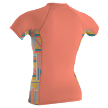 O'Neill Side Print Women's Short Sleeve Rash Guard - Burnt Coral/Arta Geo