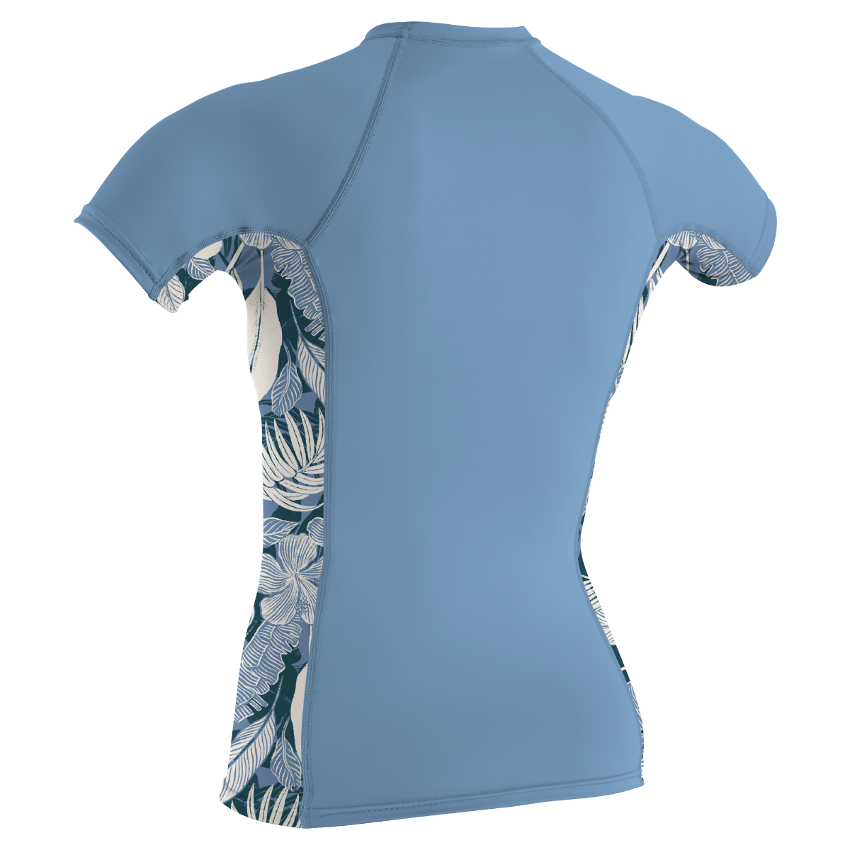 O'Neill Side Print Women's Short Sleeve Rash Guard - Faded Denim / Palmento Tropical