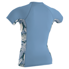 O'Neill Side Print Women's Short Sleeve Rash Guard - Faded Denim / Palmento Tropical