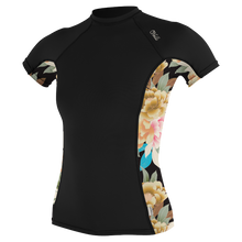 O'Neill Side Print Womens Short Sleeve Rash Guard - Black/Mikah Floral