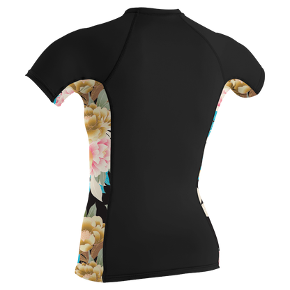 O'Neill Side Print Women's Short Sleeve Rash Guard - Black/Mikah Floral