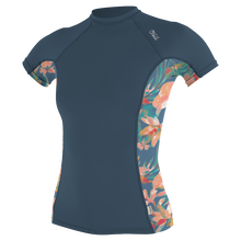 O'Neill Side Print Womens Short Sleeve Rash Guard - Copen Blue/Painted Tropics