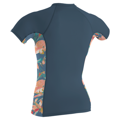 O'Neill Side Print Women's Short Sleeve Rash Guard - Copen Blue/Painted Tropics