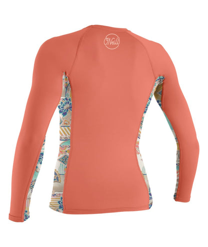 O'Neill Women's Side Print L/S Rash Guard - Nectar/Zephora