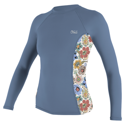 O'Neill Side Print Womens Long Sleeve Rash Vest  - Infinity/Talitha