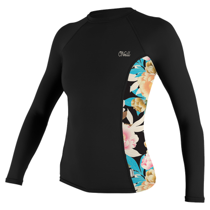 O'Neill Side Print Womens Long Sleeve Rash Guard - Black / Mikah Floral
