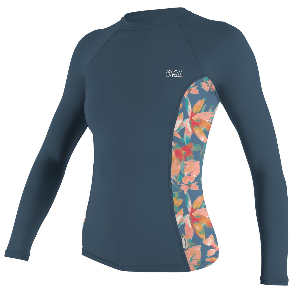 O'Neill Side Print Womens Long Sleeve Rash Guard - Copen Blue / Painted Tropics