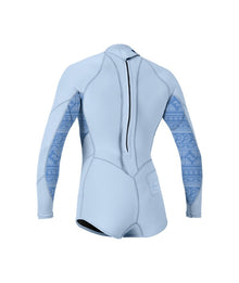 O'Neill Girls Bahia 2/1mm Back Zip L/S Shorty 2026 - Chambray Blue / Surf Abstract