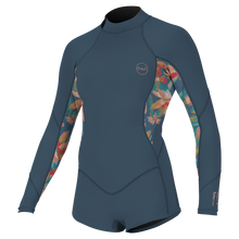 O'Neill Bahia 2/1mm Girls Back Zip Long Arm Shorty - Copenblu / Painted Tropics