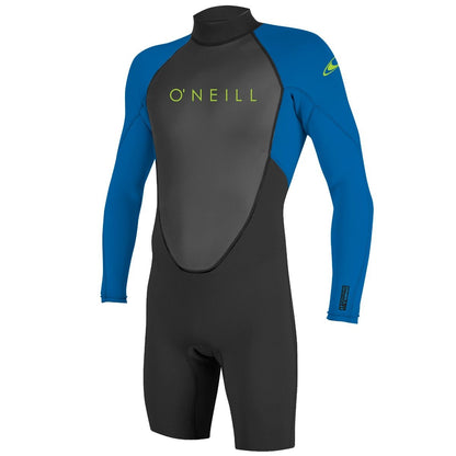 O'Neill Reactor II 2mm Youth Long Sleeve Back Zip Shorty Wetsuit - Black/Ocean - Front