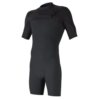 O'Neill Hyperfreak 2mm Chest Zip Short Sleeve Shorty in Tempered Steel / Graphite