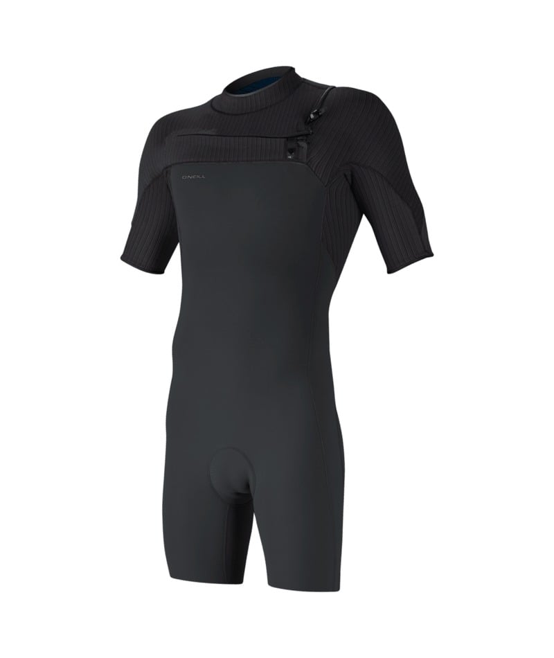 O'Neill Hyperfreak 2mm Chest Zip S/S Shorty (Medium) SAMPLE in Tempered Steel/Graphite