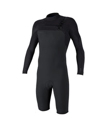 O'Neill Hyperfreak 2mm Chest Zip Long-Sleeved Shorty in Tempered Steel / Graphite