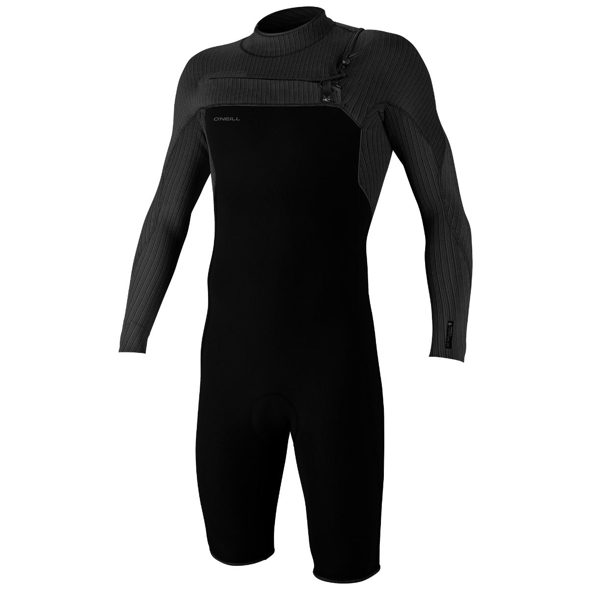 O'Neill Hyperfreak 2mm Long Arm Chest Zip Shorty Wetsuit - Black - Front