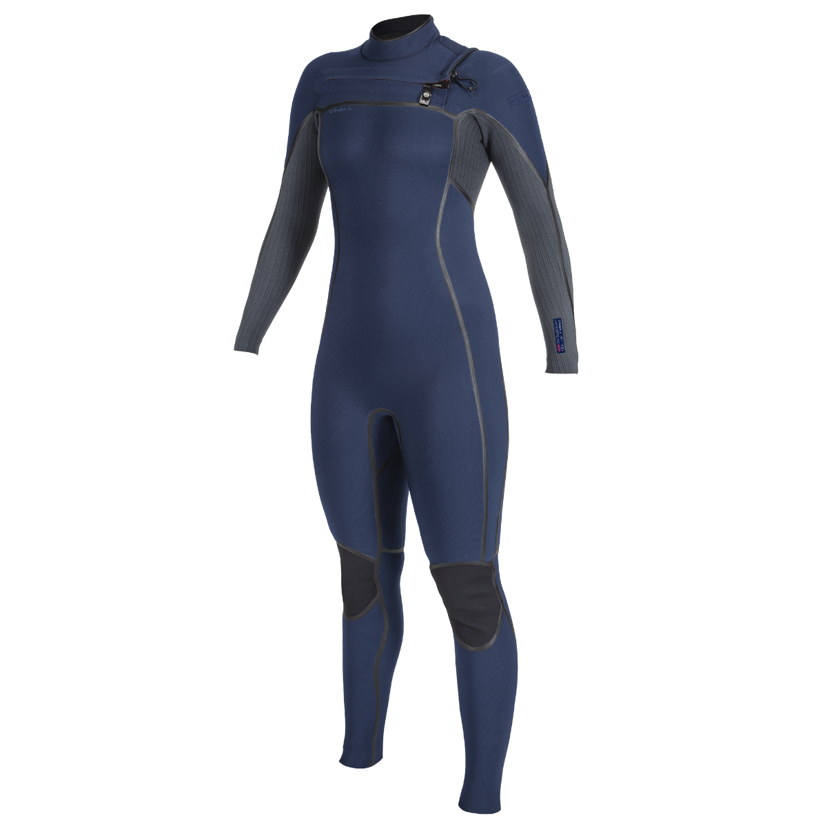 O'Neill Hyperfreak Fire 4/3+mm Chest Zip Wetsuit - Navy/Shade - Front