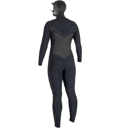 O'Neill Psycho Tech 6/4mm Womens Chest Zip Wetsuits - Black - Back