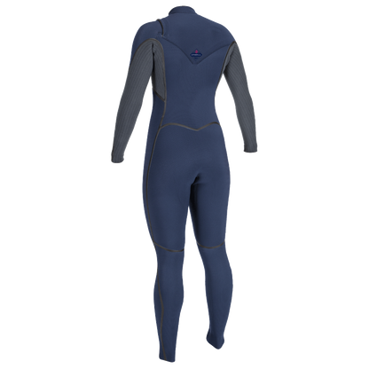 O'Neill Hyperfreak Fire 5/4+mm Chest Zip Wetsuit - Navy/Shade - Back