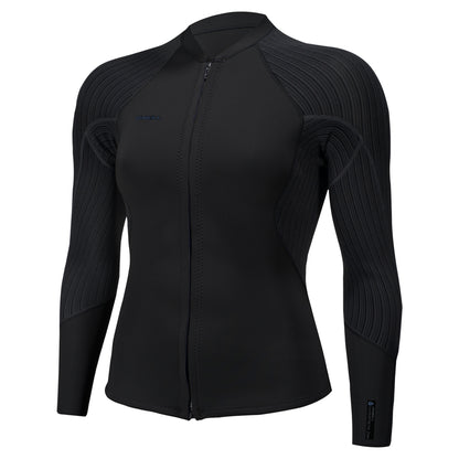 O'Neill Womens Hyperfreak 2/1.5mm Front Zip Wetsuit Jacket in Black