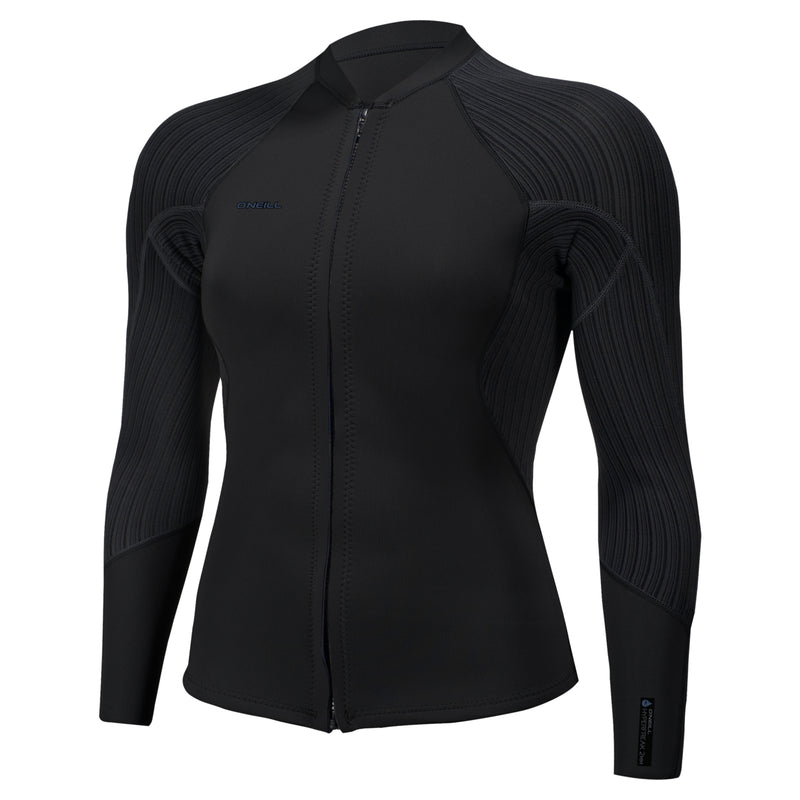 O'Neill Hyperfreak 2/1.5mm Women's Front Zip SAMPLE Wetsuit Jacket 2026 - Black