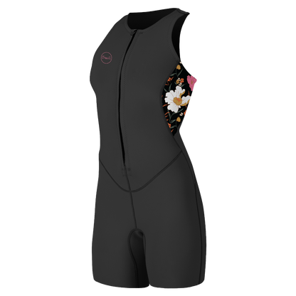 O'Neill Bahia 1/5mm Womens Front Zip Shortie Wetsuit - Black/Bluemchen
