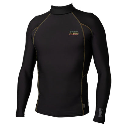 O'Neill Mens Trvlr Graphic Skins Long Sleeve Rash Guard in Black Rasta