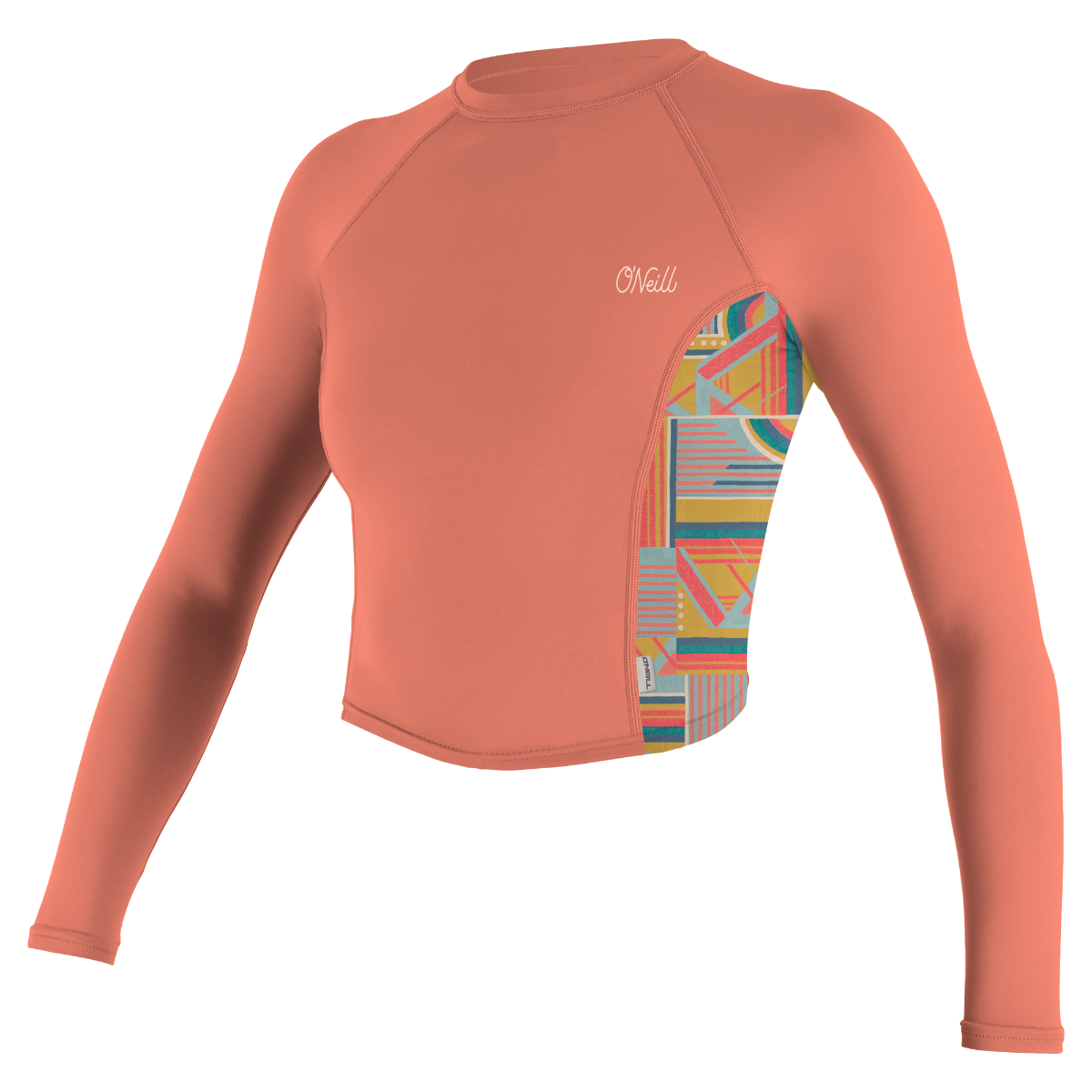 O'Neill Womens Long Sleeve Rash Guard (Small) SAMPLE  - Burnt Coral/Arta Geo