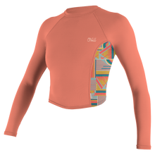 O'Neill Womens Long Sleeve Rash Guard (Small) SAMPLE  - Burnt Coral/Arta Geo
