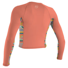 O'Neill Women's Side Print L/S Crop Rash Top - Burnt Coral/Arta Geo - SAMPLE - Small