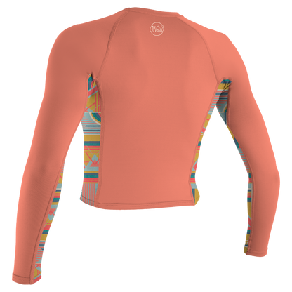O'Neill Womens Long Sleeve Rash Guard (Small) SAMPLE  - Burnt Coral/Arta Geo