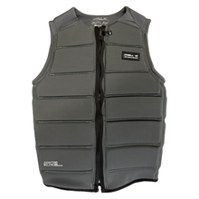 Impact vest in green with black chest zip and logo on a white background.